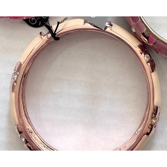 Clamper Bangle Bracelet Nordstrom Aqua Cream Gold Tone 7" Rhinestones Hinged - Picture 2 of 5